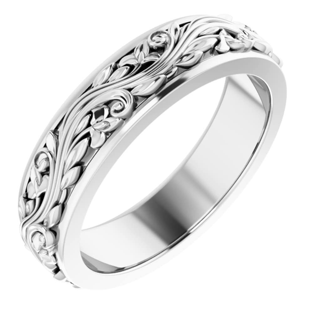 14K White Gold 5mm Black Bow Jewelry Sculptural Band - Perfect for Weddings, Anniversaries & Everyday Elegance