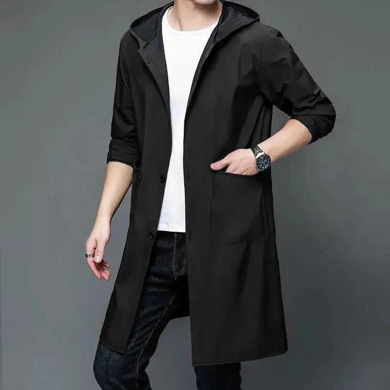 Men's Waterproof Hooded Rain Jacket - Lightweight Windproof Outdoor Coat for Hiking, Camping & Commuting