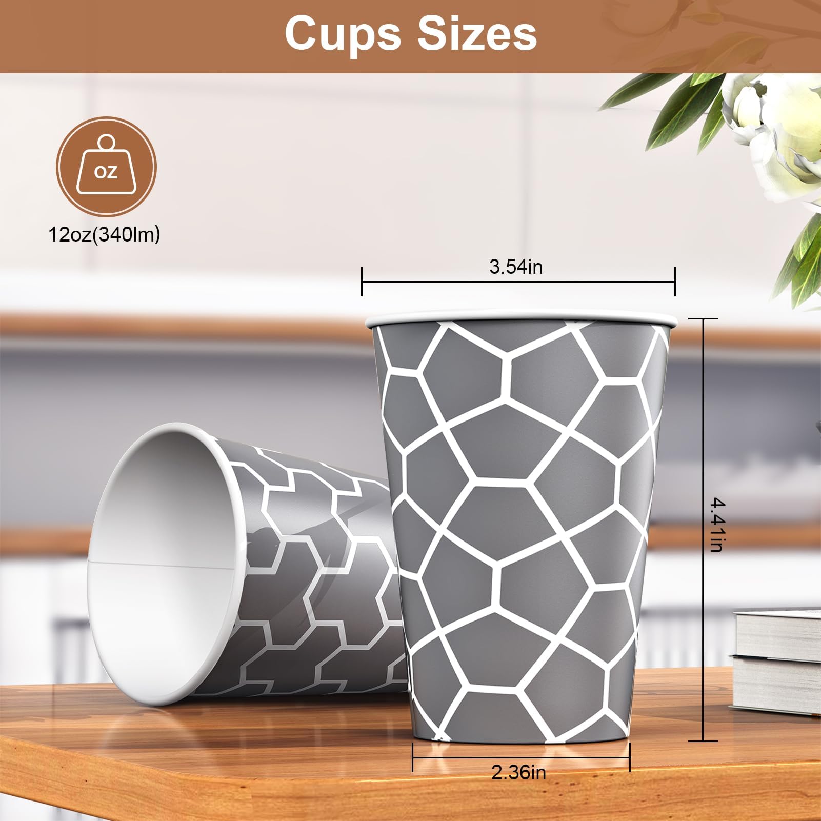 12 oz Disposable Paper Coffee Cups [1000 Count] - Thickened Insulated Hot & Cold Drink Cups for Cafes, Office, Parties, Travel - Perfect for Coffee, Tea, Hot Chocolate & Iced Beverages