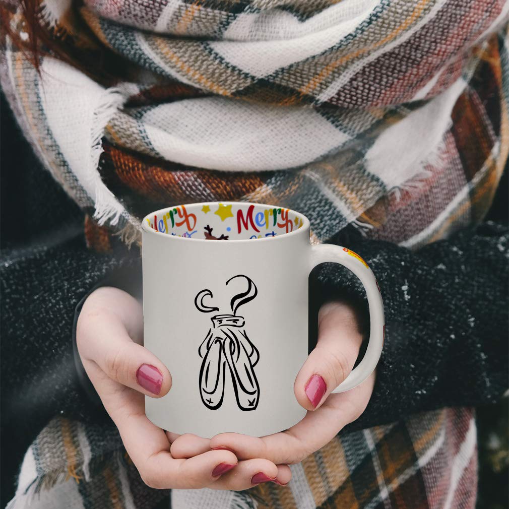 Ceramic Christmas Coffee Mug with Ballet Shoes Design - Funny Ballerina Tea Cup for Women | Perfect Gift for Dancers, Ballet Lovers & Coffee Enthusiasts