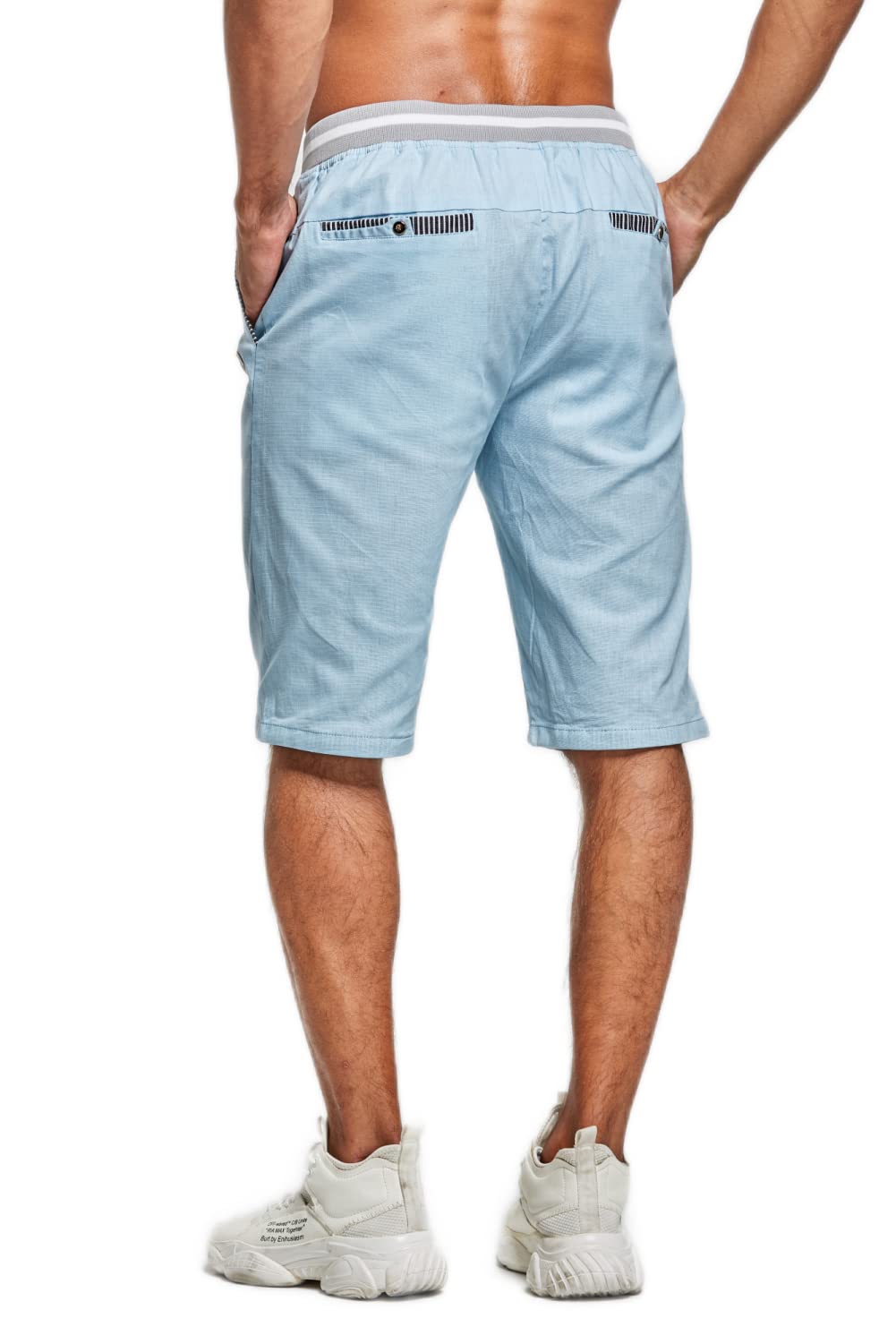 STICKON Men's Casual Classic Fit Drawstring Shorts - Elastic Waist, Pockets - Summer Beach, Gym, Running, Travel & Lounge Shorts for Men
