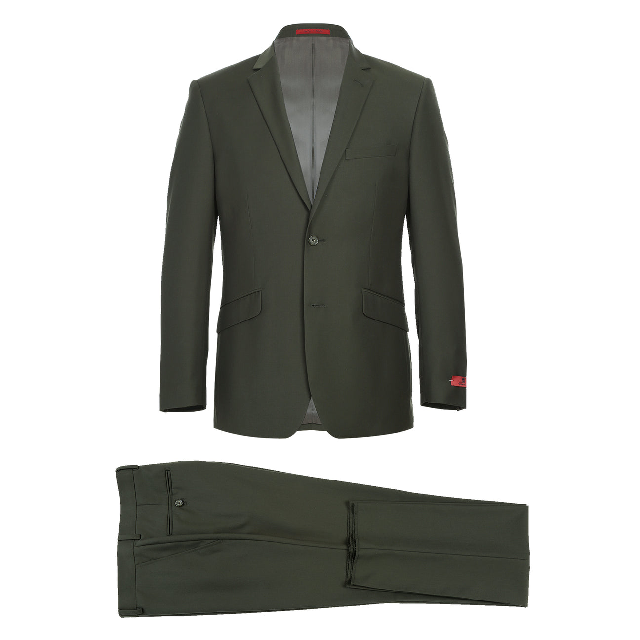 Alessandro Vitello by Renoir 2-Piece Slim Fit Single Breasted Notch Lapel Olive Suit - Perfect for Business Meetings, Weddings & Formal Events