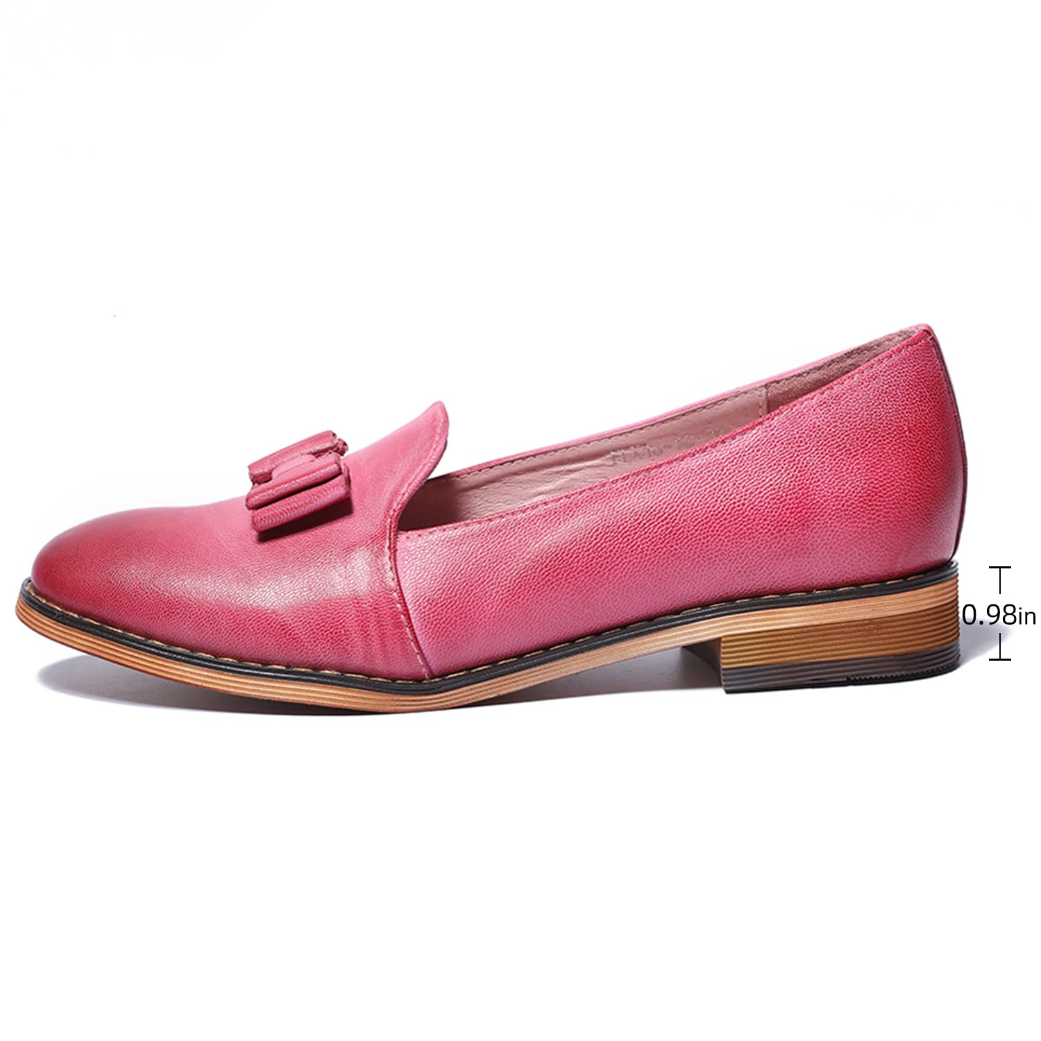 Women's Leather Bow Penny Loafers - Business Casual Slip-On Flats for Office Work | Comfortable & Stylish Ladies Shoes for Professional & Everyday Wear