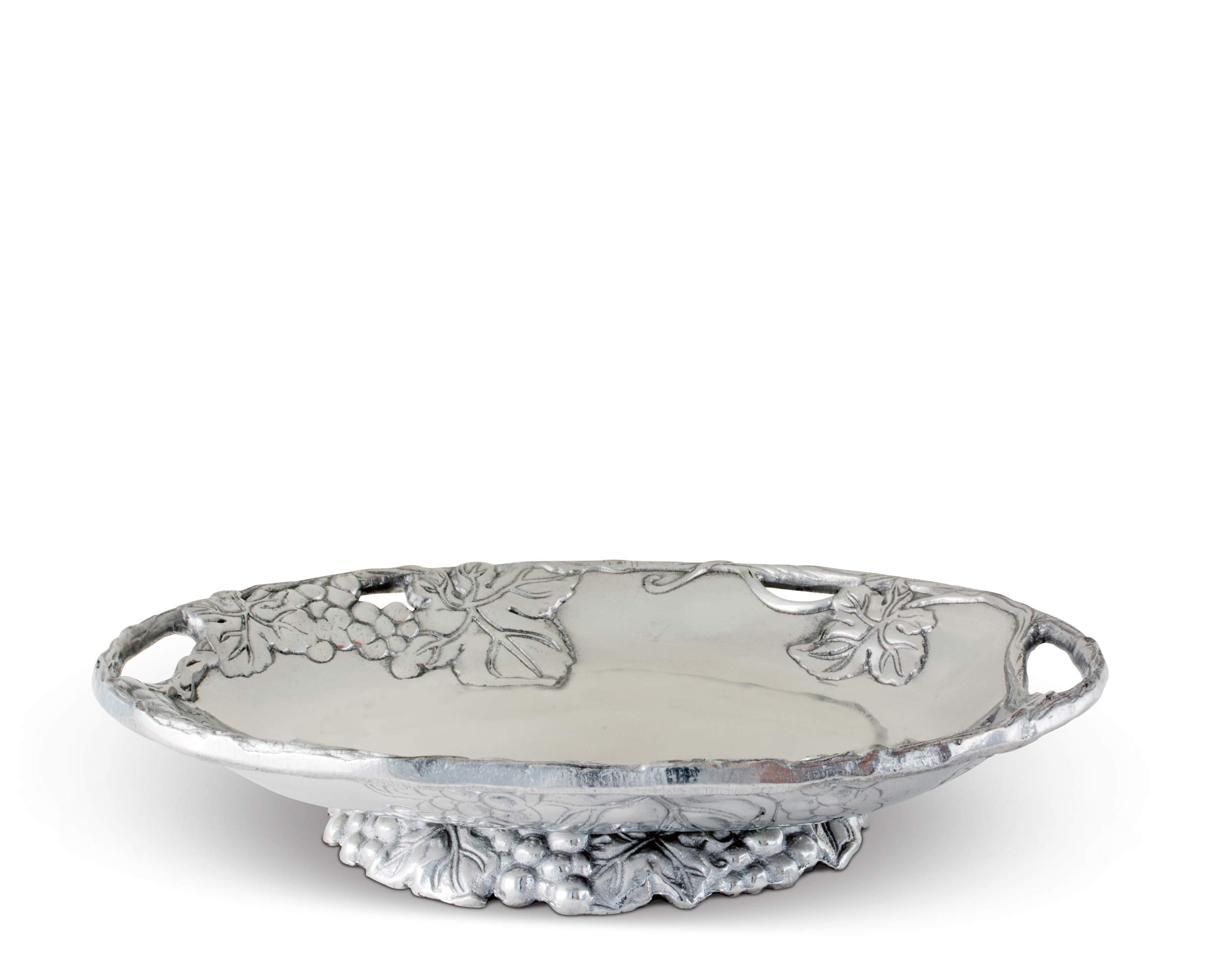 Arthur Court Designs 11-inch Aluminum Grape Footed Side Dish Server - Elegant Serving Platter for Dinner Parties, Holiday Entertaining & Buffet Style Dining