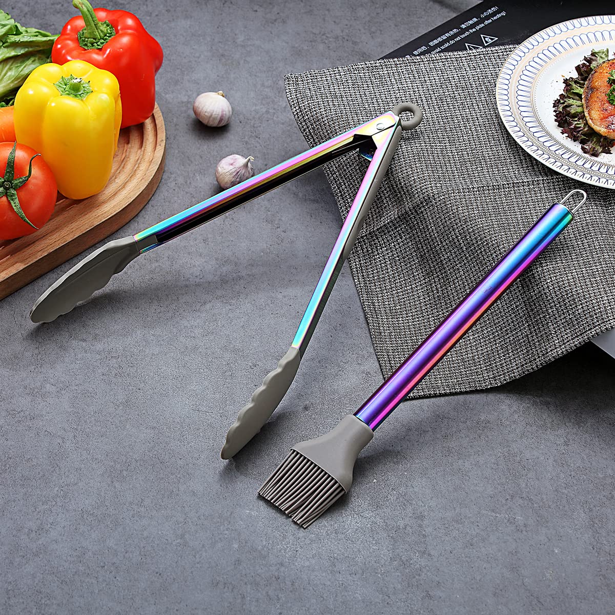 38-Piece Silicone Kitchen Cooking Utensils Set with Holder - Heat-Resistant Non-Stick Cookware Tools with Stainless Steel Handles & Silicone Heads - Dishwasher Safe Rainbow Color for Baking, Grilling & Everyday Cooking