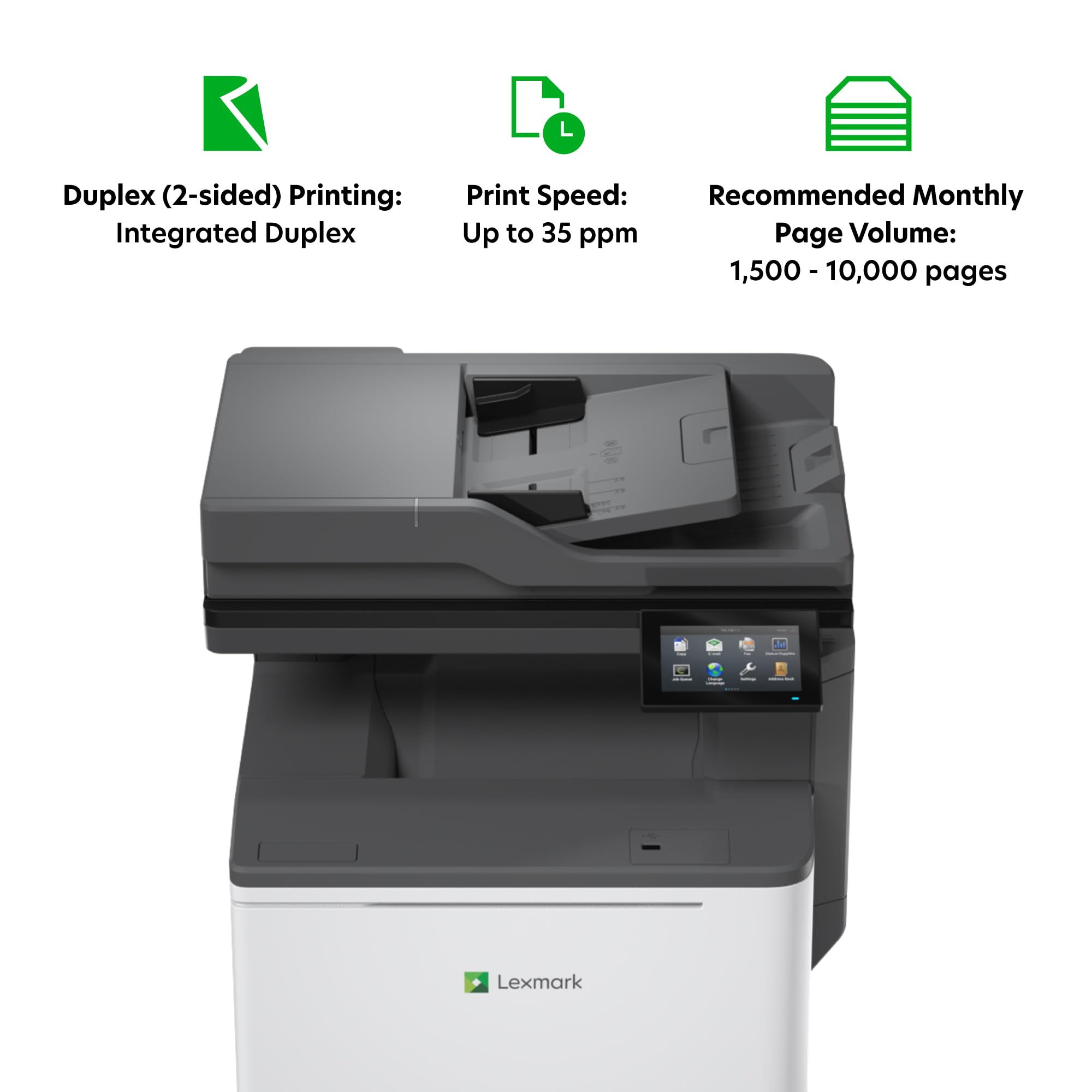 Lexmark CX532adwe Color Laser Printer with Touch Screen - High-Speed USB Connectivity, Wireless Printing, 50M7040 Model | Perfect for Home Office & Small Business Document Printing