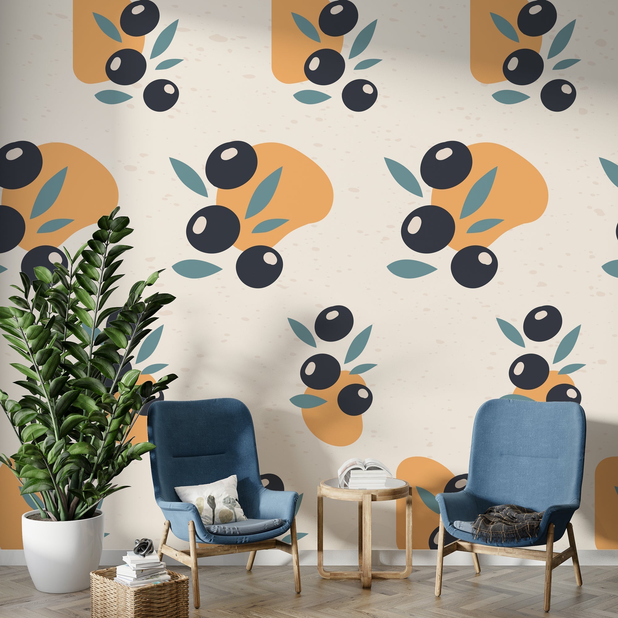 Vibrant Fruits Wallpaper Mural - Peel & Stick Removable Wall Decor for Kitchen, Dining Room, Nursery | Tropical Fruit Pattern Home Decoration