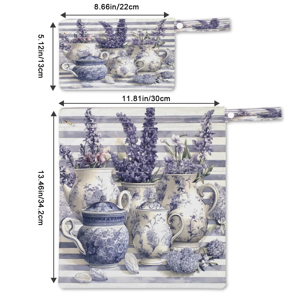 **2-Pack Lavender Waterproof Wet Dry Bags - Travel Laundry Storage for Swimsuits, Cloth Diapers & Gym Clothes - Ideal for Beach, Yoga, Pool & Gym Use**
