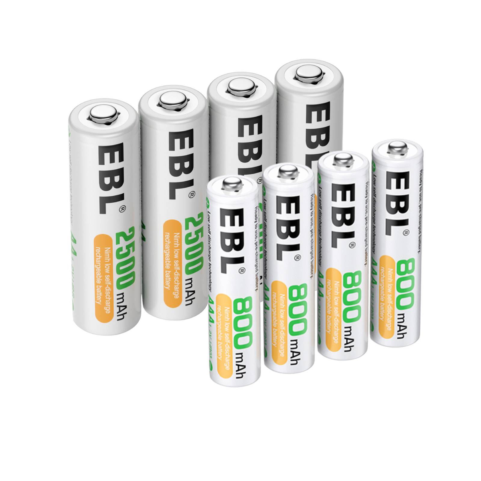 EBL AA AAA Rechargeable Batteries 16-Pack with USB Charger - High Capacity NiMH Batteries for Cameras, Toys, Flashlights & More - Long Lasting Power Solution