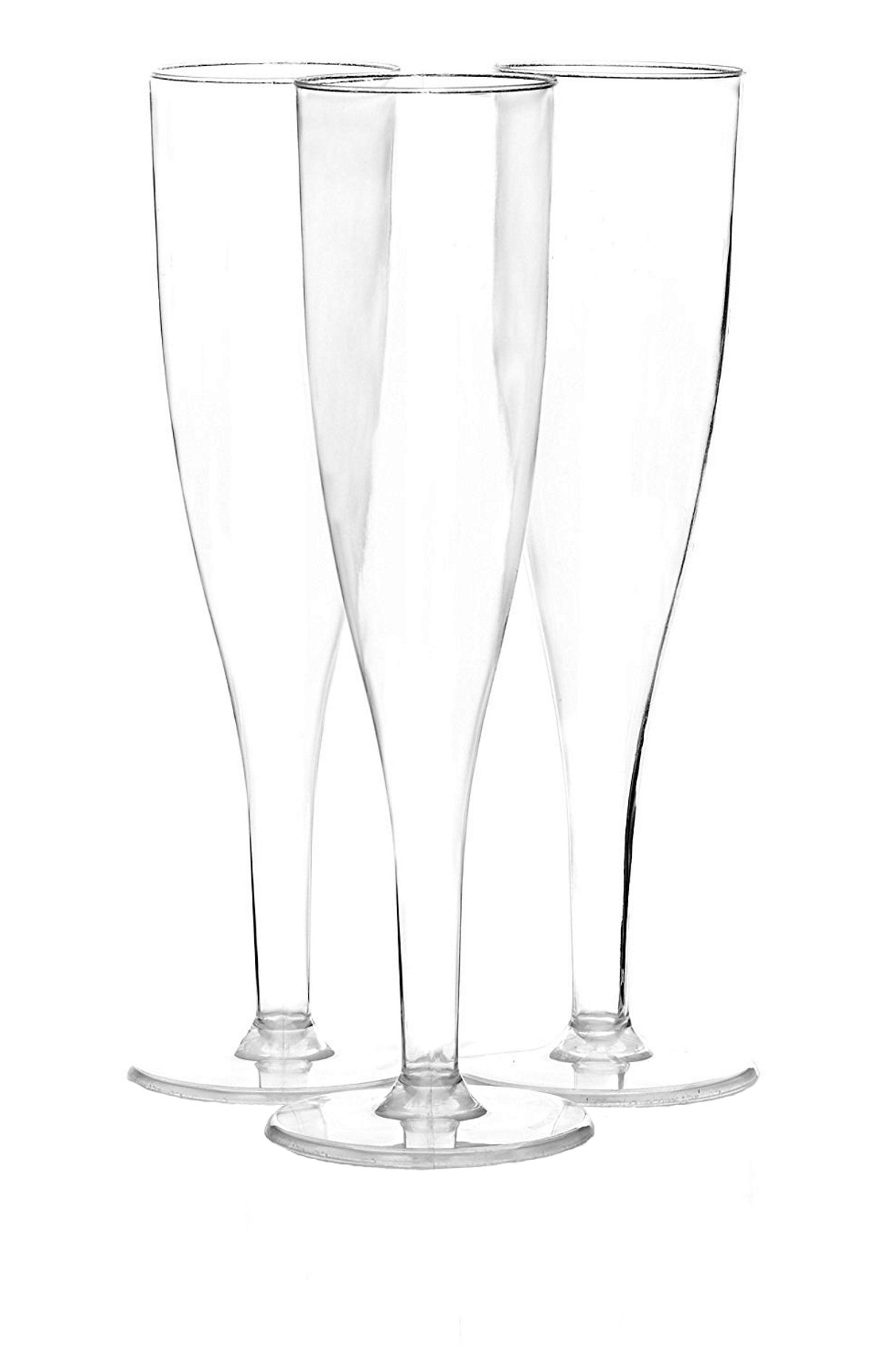 120 Pack 5oz Clear Disposable Plastic Champagne Flutes - No Assembly Required for Parties, Weddings & Events