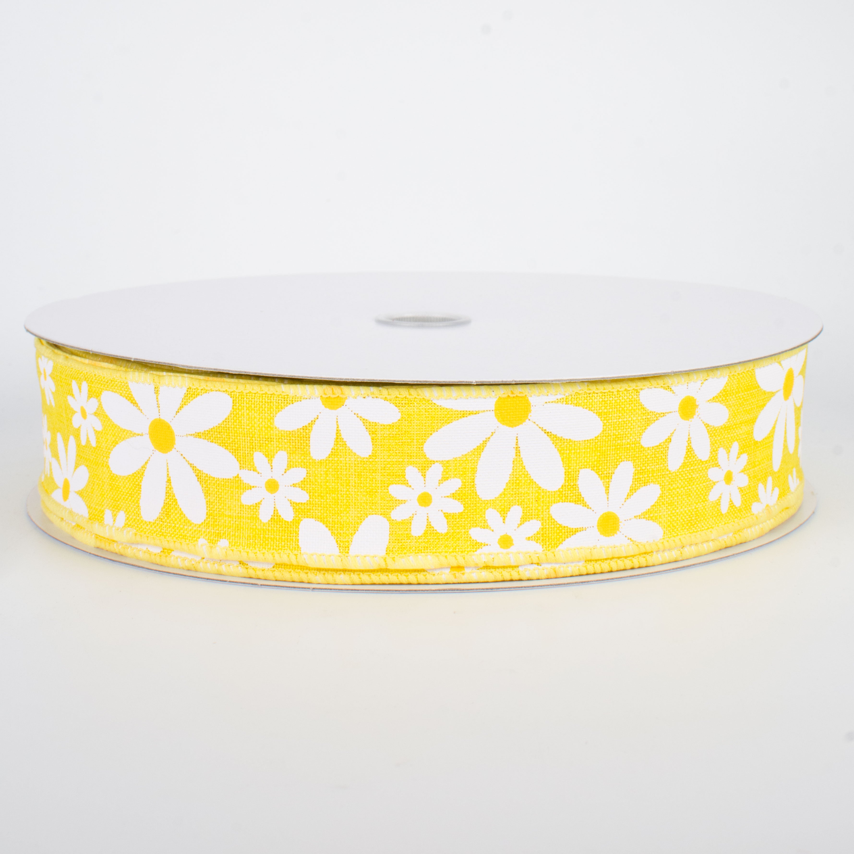 1.5 Inch Daisy Flower Ribbon - Bulk 50 Yards Yellow Floral Ribbon for Gift Wrapping, DIY Crafts, Wedding Decorations & Hair Accessories
