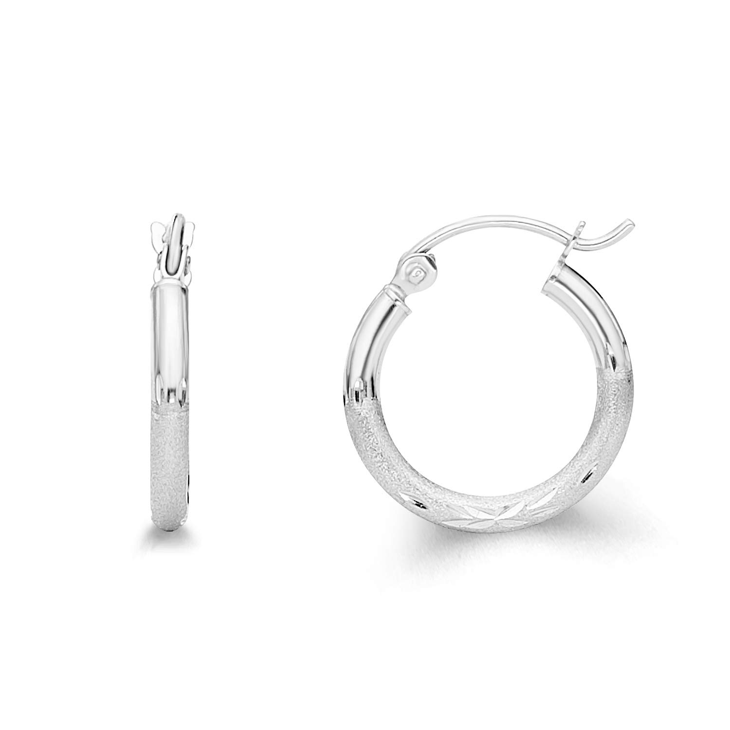14K White Gold 2mm Thin Endless Hoop Earrings - 10 Size Options for Women, Dainty Everyday Jewelry for Work, Date Night & Gifts