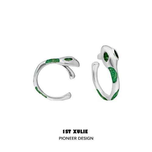 Green Snake Ear Clips 1 pair