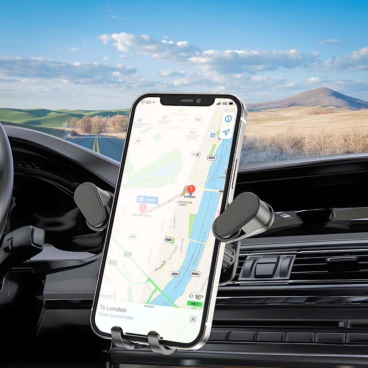 AICEL Universal Car Air Vent Phone Mount - Adjustable Hands-Free Smartphone Holder for iPhone, Samsung Galaxy, All Devices - Perfect for GPS Navigation & Safe Driving