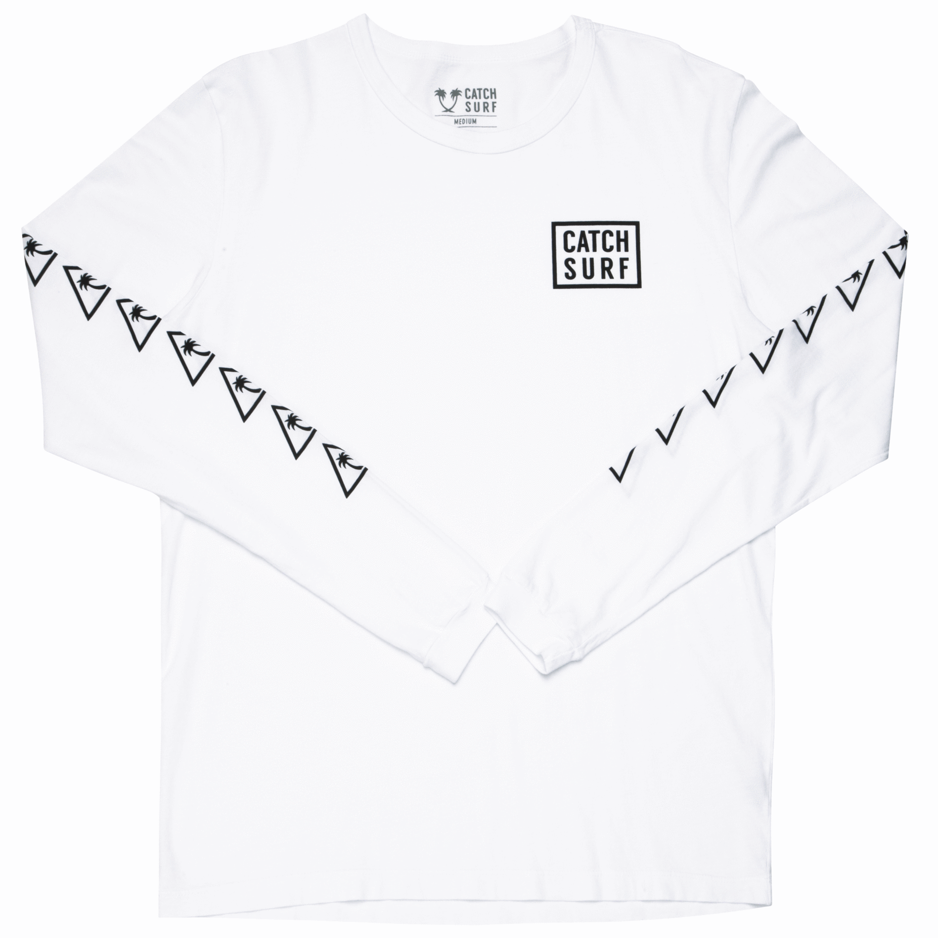 Catch Surf Stacked Long Sleeve T-Shirt for Men & Women | Comfortable Cotton Crewneck Shirt | White Casual Wear for Surfing, Beach & Everyday Outfits
