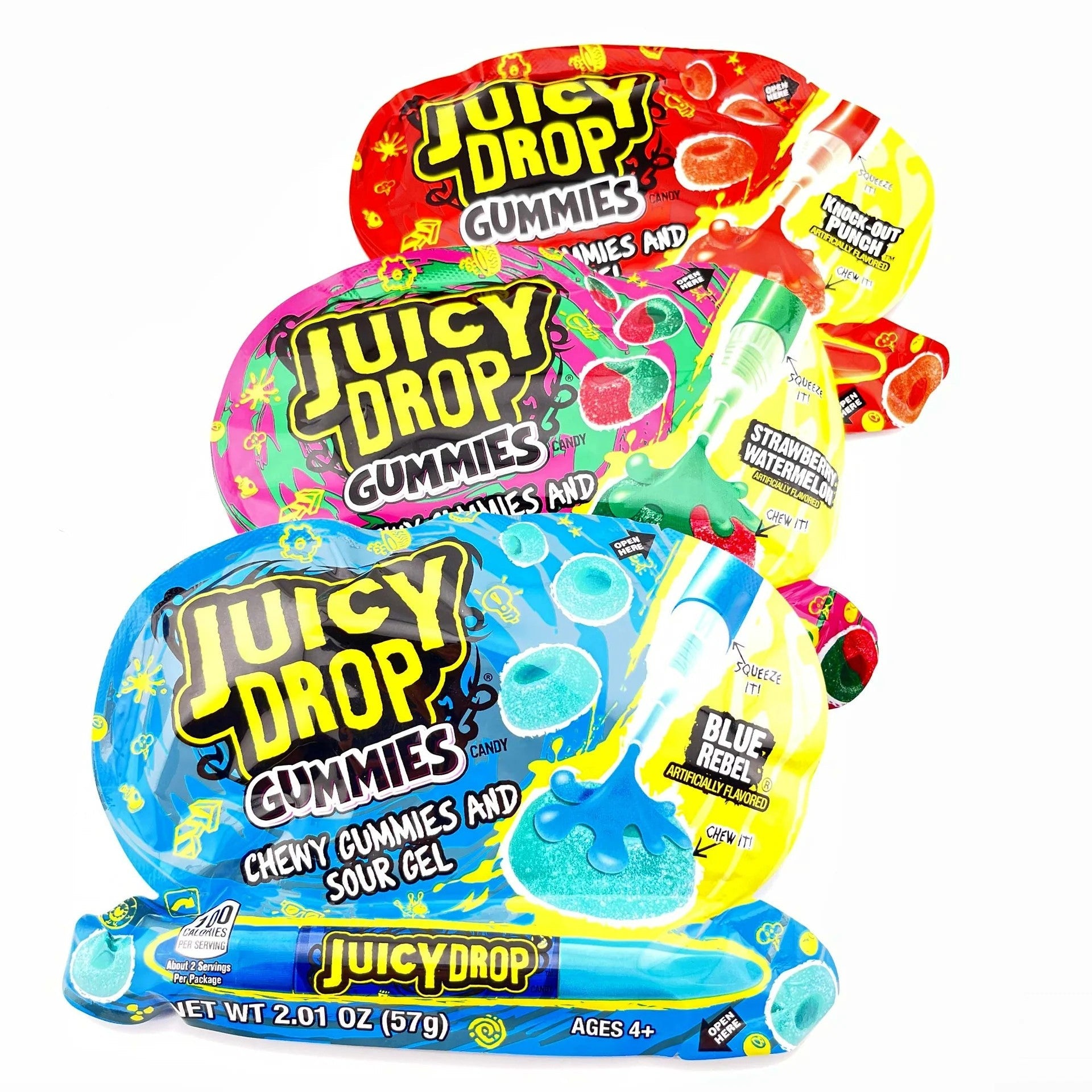 Bazooka Juicy Drop Gummies - 16 Count Box | Sour & Sweet Candy for Kids, Parties, Halloween Treats & Movie Snacks