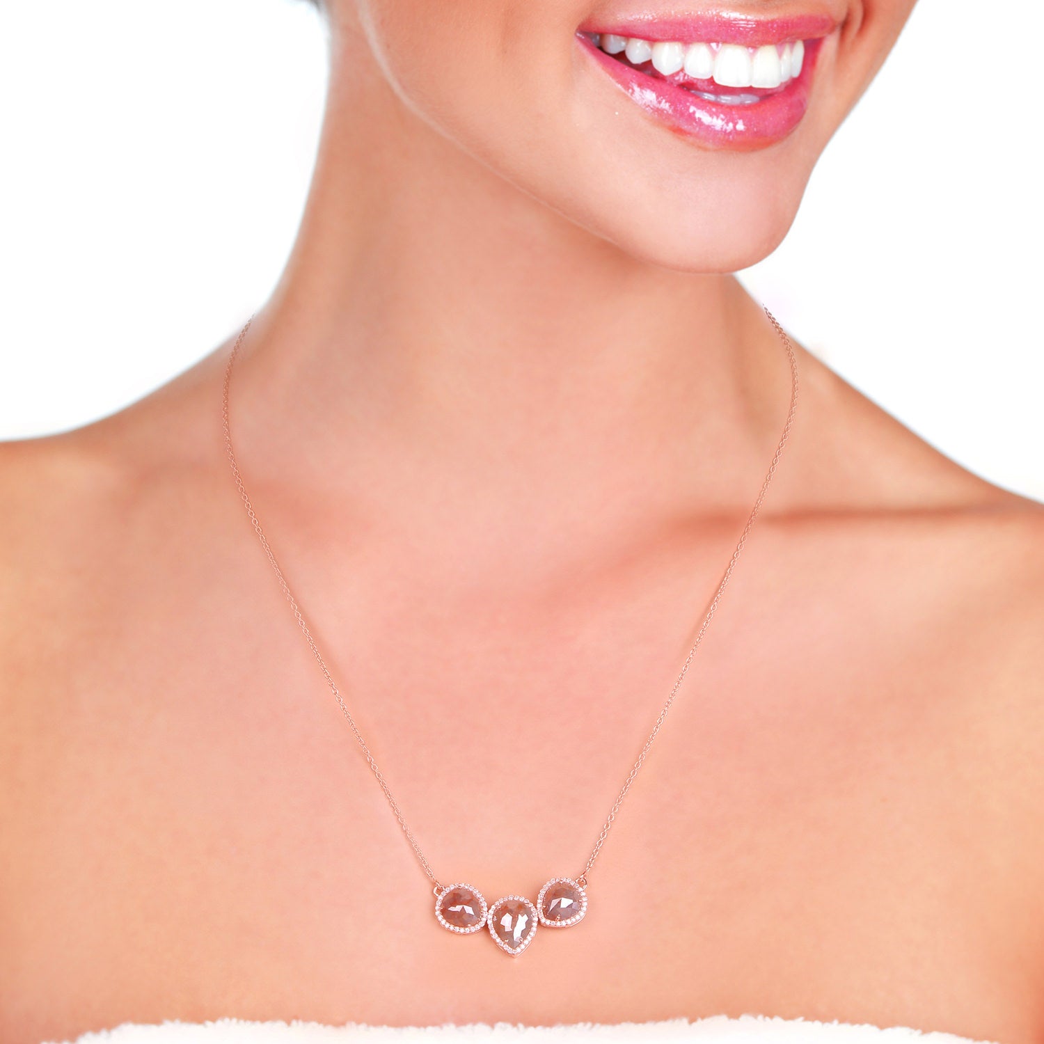 18K Rose Gold Prong Set Ice Diamond Choker Necklace for Women - Elegant Wedding, Anniversary & Evening Party Jewelry Gift