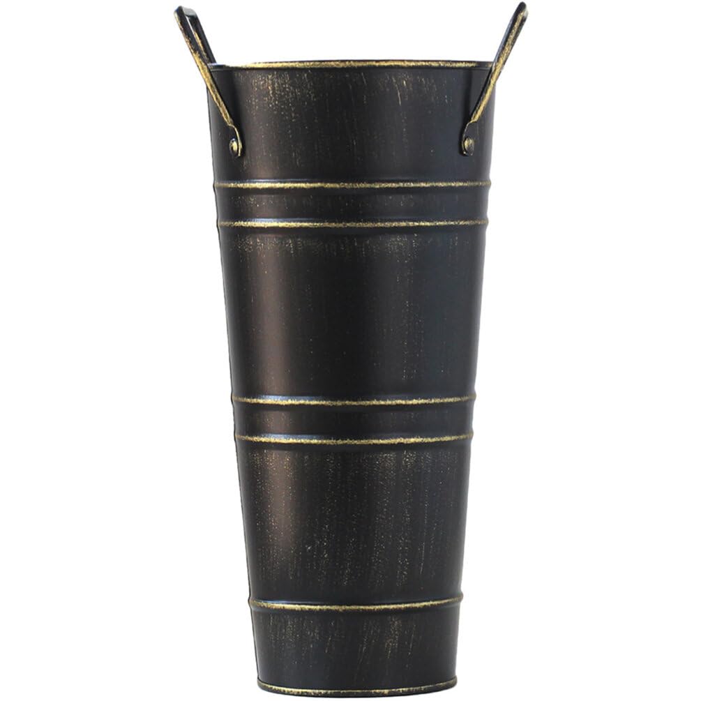 Iron Umbrella Stand Holder - Heavy Duty Golf Club Organizer & Walking Cane Rack with Flower Vase Design - Perfect for Entryway, Home Office, Hotel Lobby - Multipurpose Storage Solution for Rain Gear, Sports Equipment & Home Decor