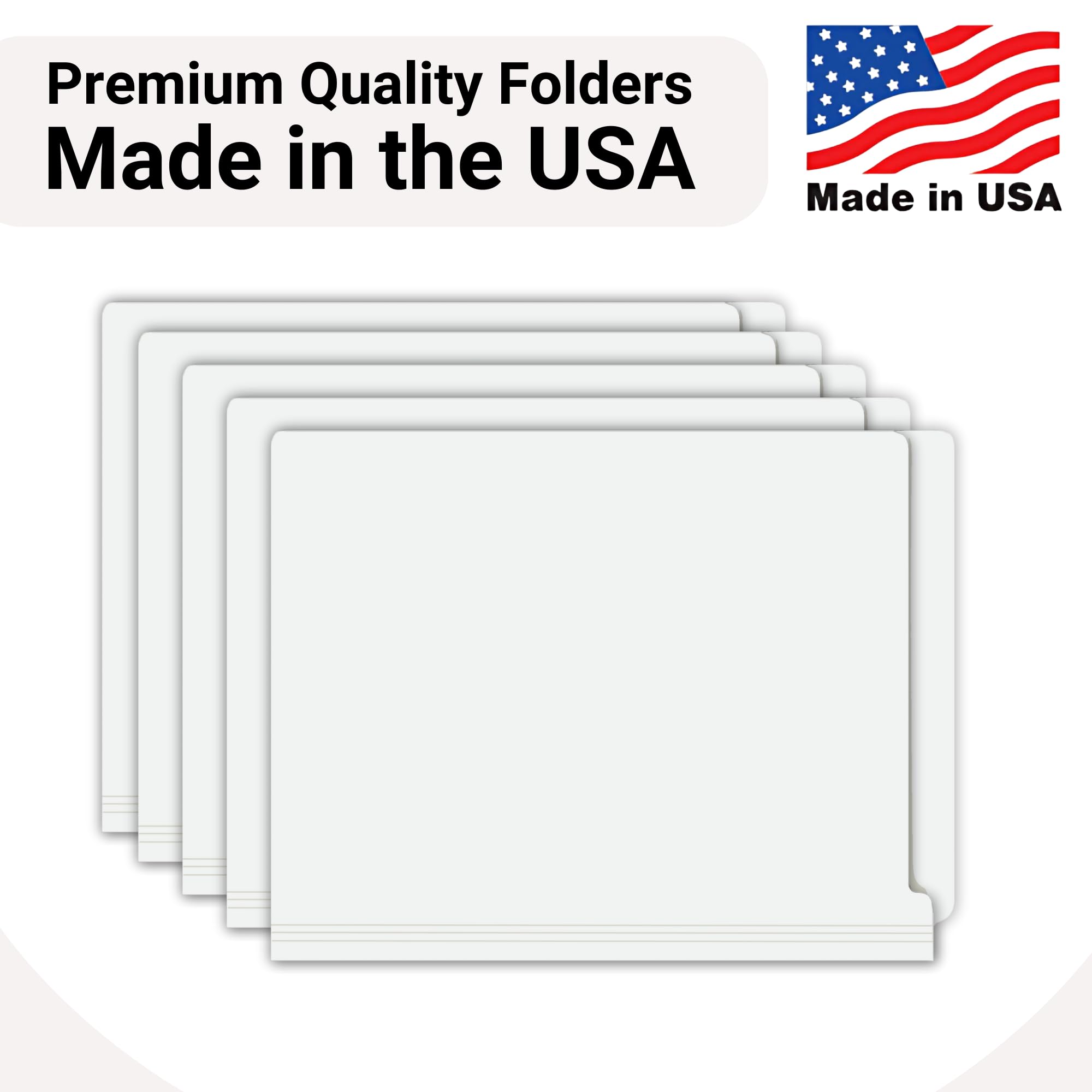Premium White Letter Size File Folders - 14pt Stock with 2