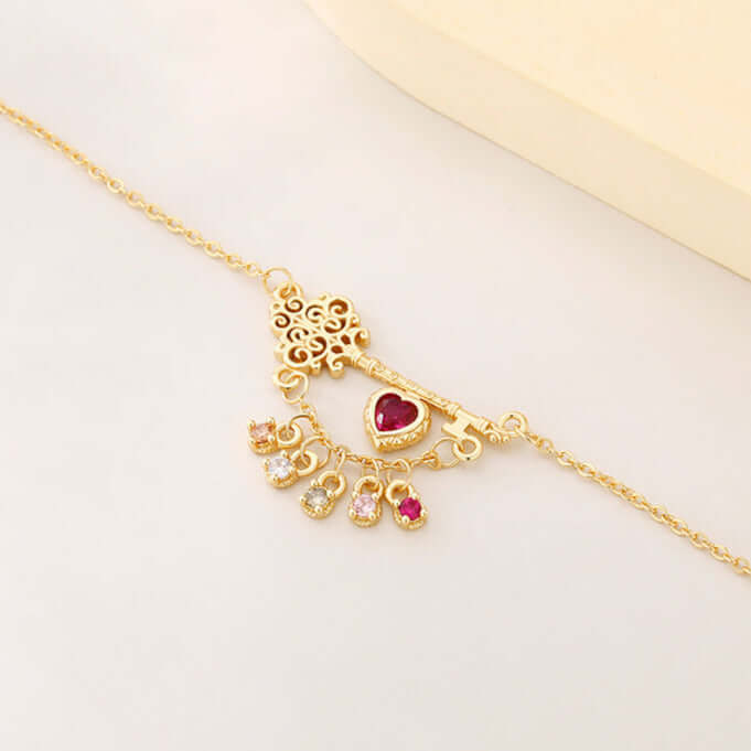 Edwardian Key to Your Heart Necklace with Charm Pendant | XL1319 | Vintage Inspired Jewelry for Women, Romantic Gift for Anniversary, Valentine's Day