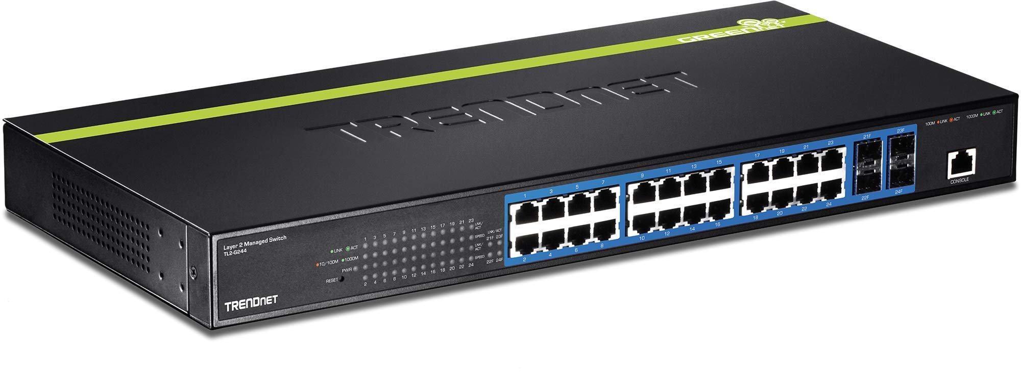 TRENDnet 24-Port Gigabit Layer 2 Managed Switch with 4 SFP Slots | 48Gbps Backplane | SNMP VLAN QoS | TL2-G244 (Certified Refurbished) - Ideal for Office Networks, Data Centers & High-Speed Business Connectivity