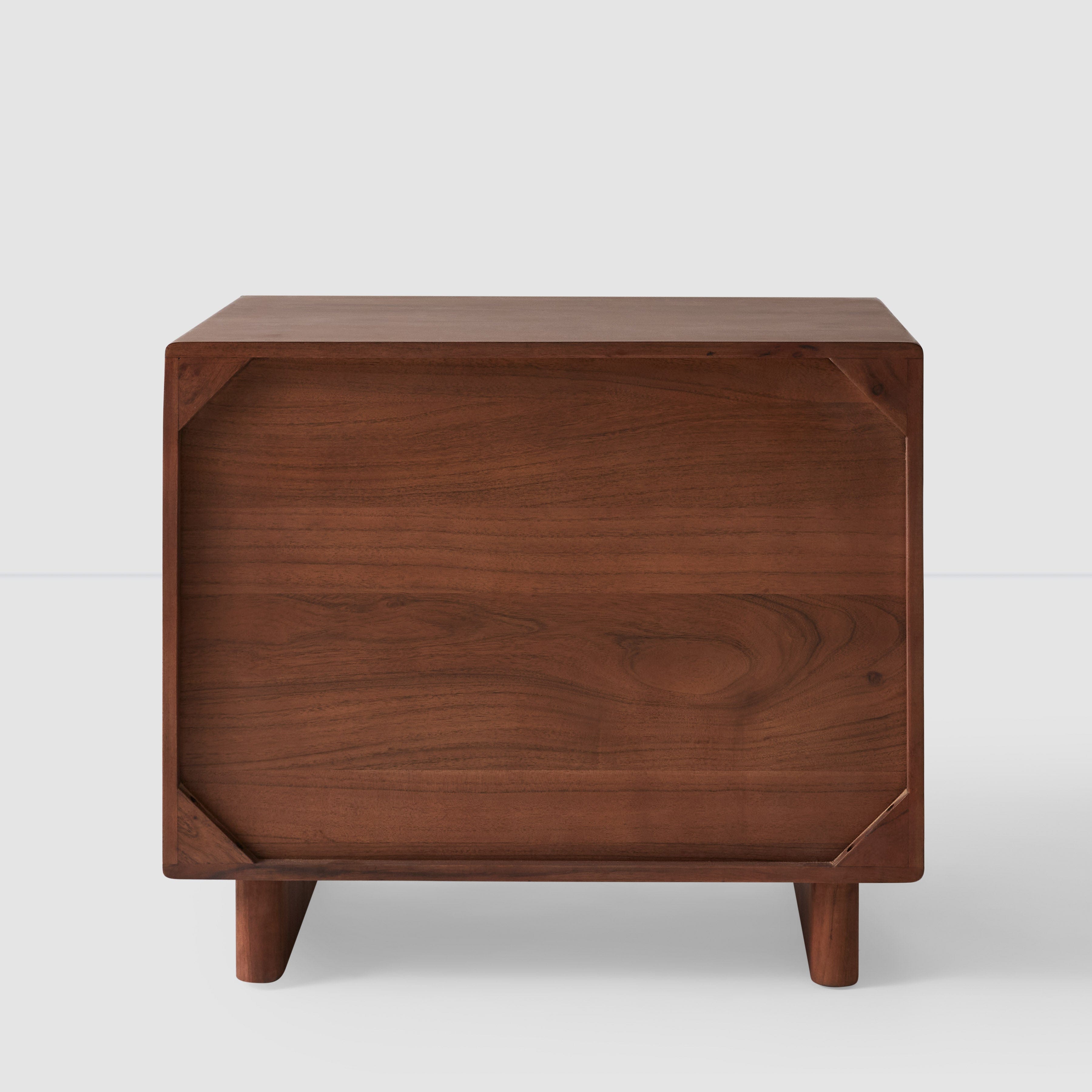 Modern Woven Nightstand with Storage Shelf - Handcrafted Rattan Bedside Table for Bedroom, Living Room & Dorm - Stylish Small End Table with Open Shelf Design