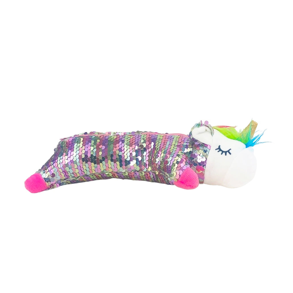 Unicorn Reverse Sequin Pencil Case for School & Office - Silver Glitter Pouch for Kids & Teens - Perfect for Backpacks, Desks & Art Supplies Storage
