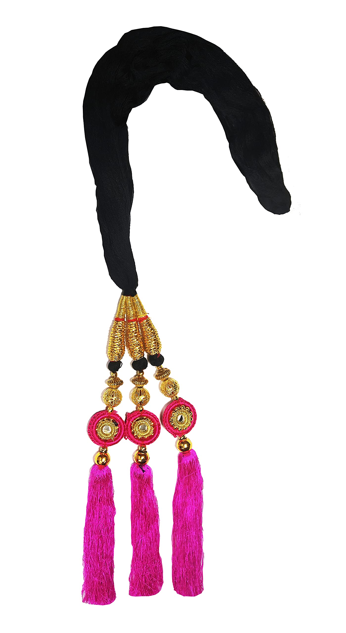 HARSHITANJAL Parandi Paranda Choti Braid Hair Extensions - Pink HGS2211 | Indian Hair Accessories for Weddings, Parties & Festivals