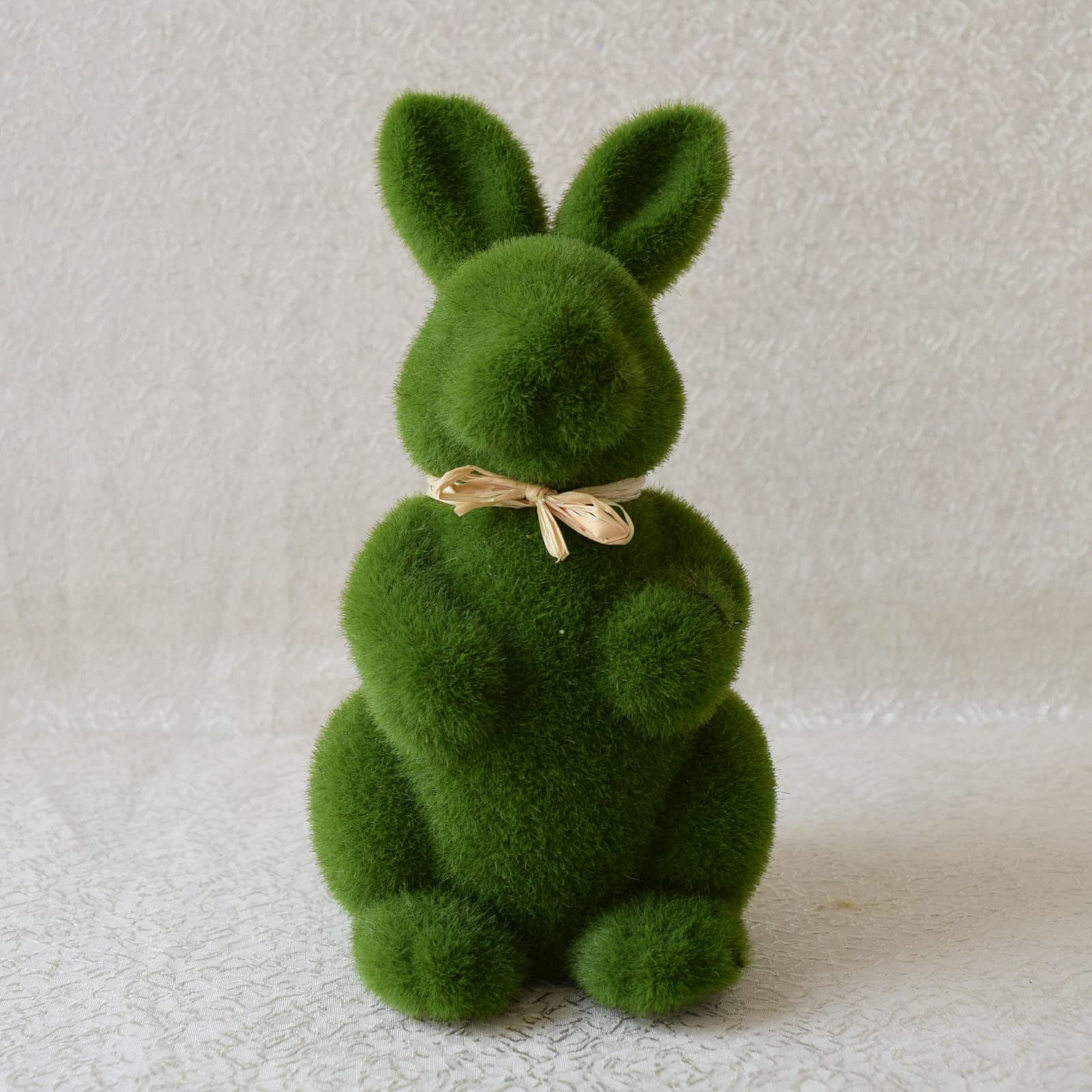 Artificial Easter Moss Bunny - Big Furry Flocked Standing Rabbit for Spring Home Decor, Garden Table Centerpiece, DIY Floral Craft, Holiday Easter Decoration | Perfect for Easter Party, Spring Table Setting, and Home Garden Decor