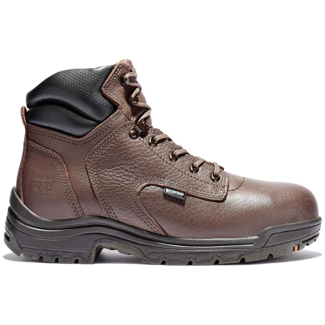 Titan® 6 Inch Waterproof Steel Toe Work Boots for Men - Slip Resistant & Comfortable Brown Safety Shoes for Construction, Warehouse & Outdoor Work