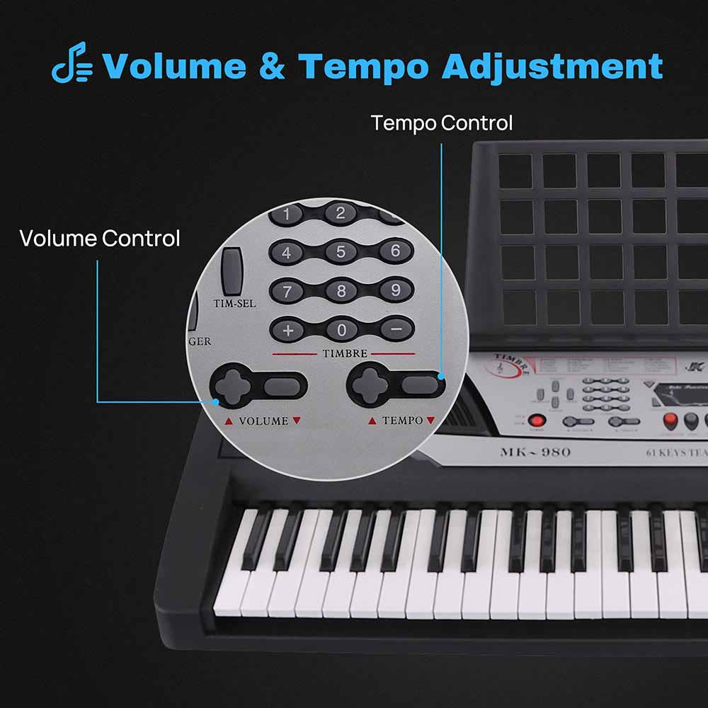 TheLAShop 61-Key Portable Electronic Keyboard Piano MK980 - Perfect for Beginners, Home Practice & Live Performances