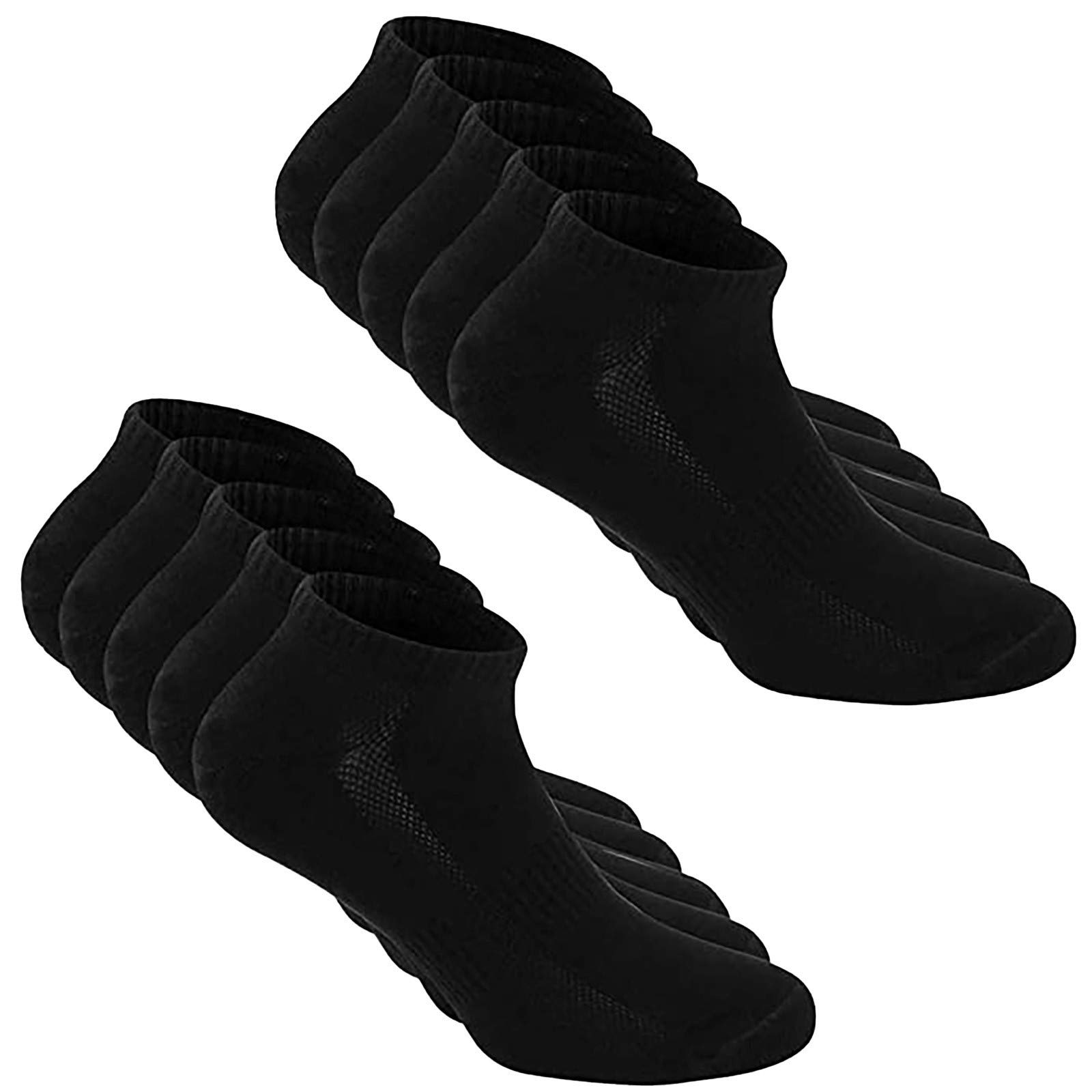 **RUIVE Men's & Women's Breathable Sports Socks - 5 Pairs Half Cushioned Athletic Socks for Running, Gym & Workout - Compression Socks for Enhanced Performance (Black, One Size)**