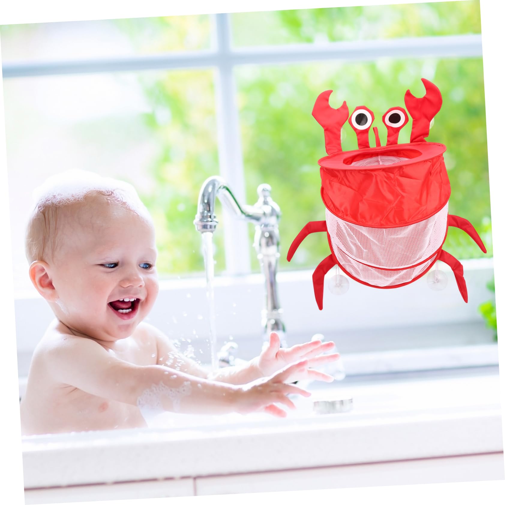VICASKY 5-Piece Mesh Bath Toy Organizer with Storage Bag - Foldable Hanging Bath Toy Holder for Toddlers & Girls - Perfect for Bathroom, Nursery, and Playroom Organization