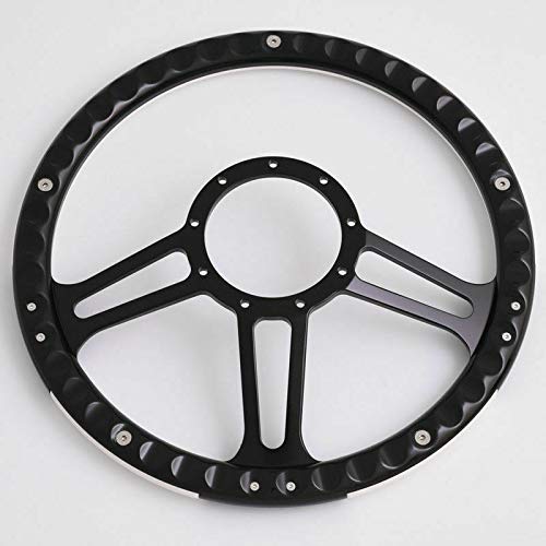 Flashpower 14'' Billet Aluminum Half Wrap Steering Wheel - 9 Bolt Pattern with 2'' Dish & Horn Button (Carbon Vinyl) - Perfect for Off-Road Trucks, Jeeps & Classic Car Upgrades