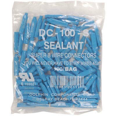 Dolphin UL Listed 1000B Super Crimp Gel Beanies for Telco, Alarm & CCTV Systems - Weatherproof Cable Connectors for Outdoor Security Installations