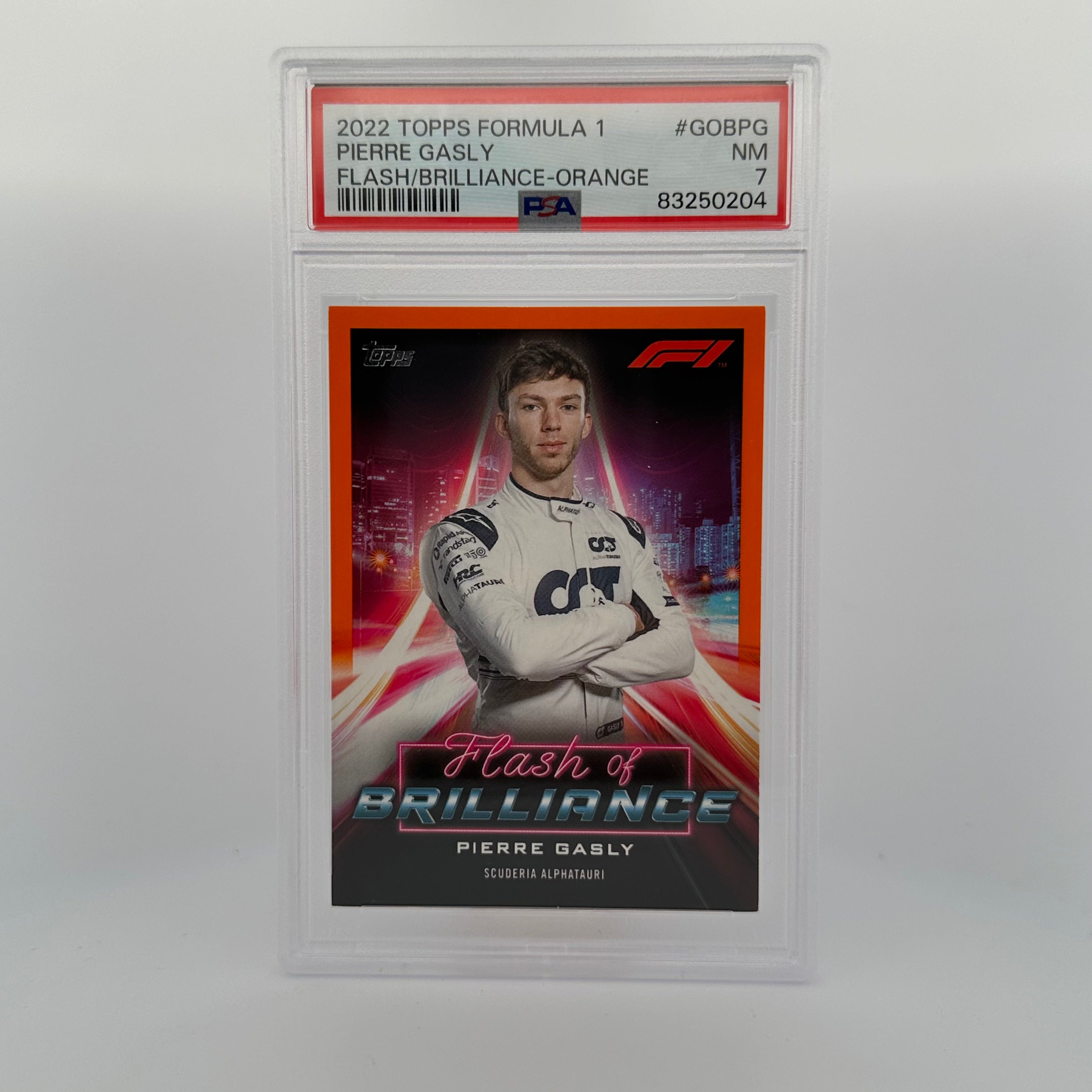 PSA 7 Graded 11/25 Pierre Gasly Flash #Gobpg Flash Of Brilliance Orange - Rare F1 Racing Card for Collectors & Fans
