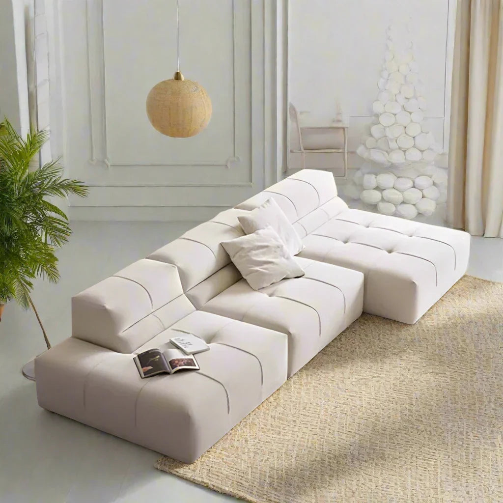 Modern Minimalist Luxury Sectional Sofa Set - Corner Couch for Living Room, Lounge & Home Theater - Soft Fabric Upholstery & Comfortable Seating