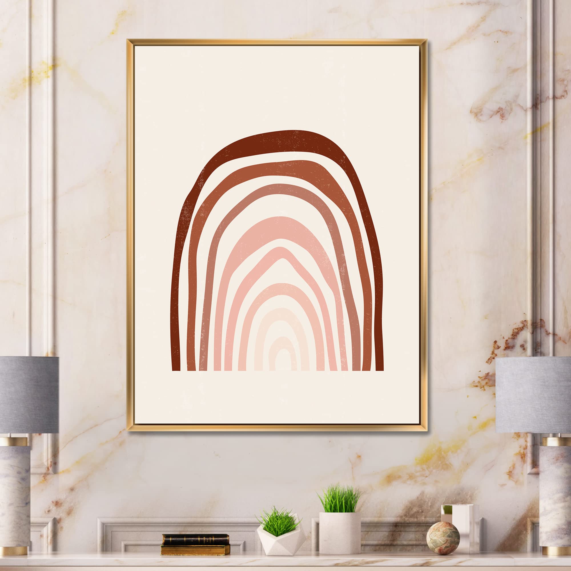 Terracotta Minimalist Boho Rainbow I - Modern Framed Canvas Wall Art Print for Living Room, Bedroom & Office Decor | Handmade Home Decoration