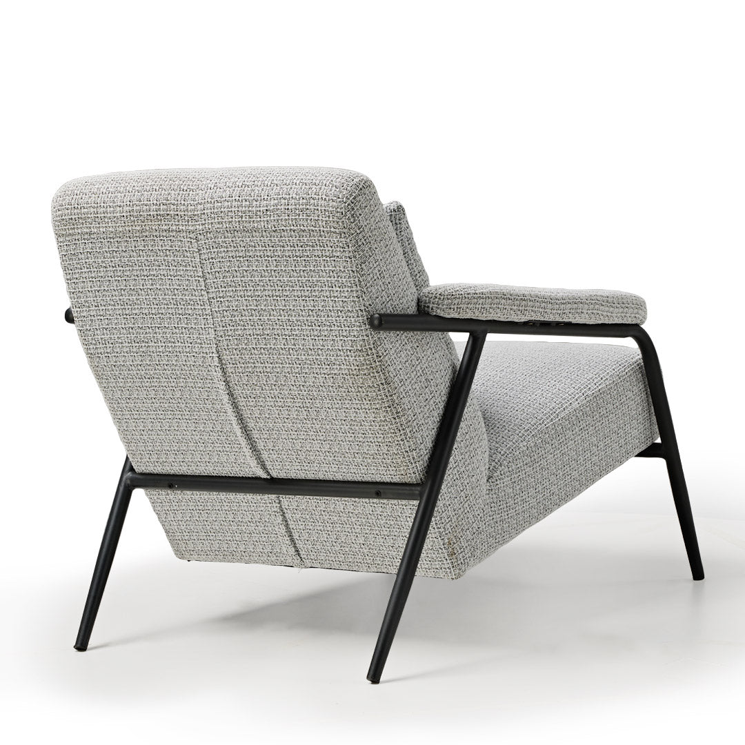 Modern Minimalist Lounge Chair - Soft Gray Fabric Upholstery for Living Room, Bedroom, or Office - Comfortable Accent Chair with Sturdy Metal Legs