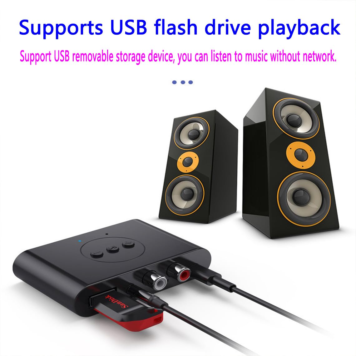 Bluetooth 5.2 Audio Adapter - Wireless Music Streaming Receiver with USB Port for Smartphones, Tablets, Car Speakers & Headphones | Home Theater, Office & Car Audio System Upgrade