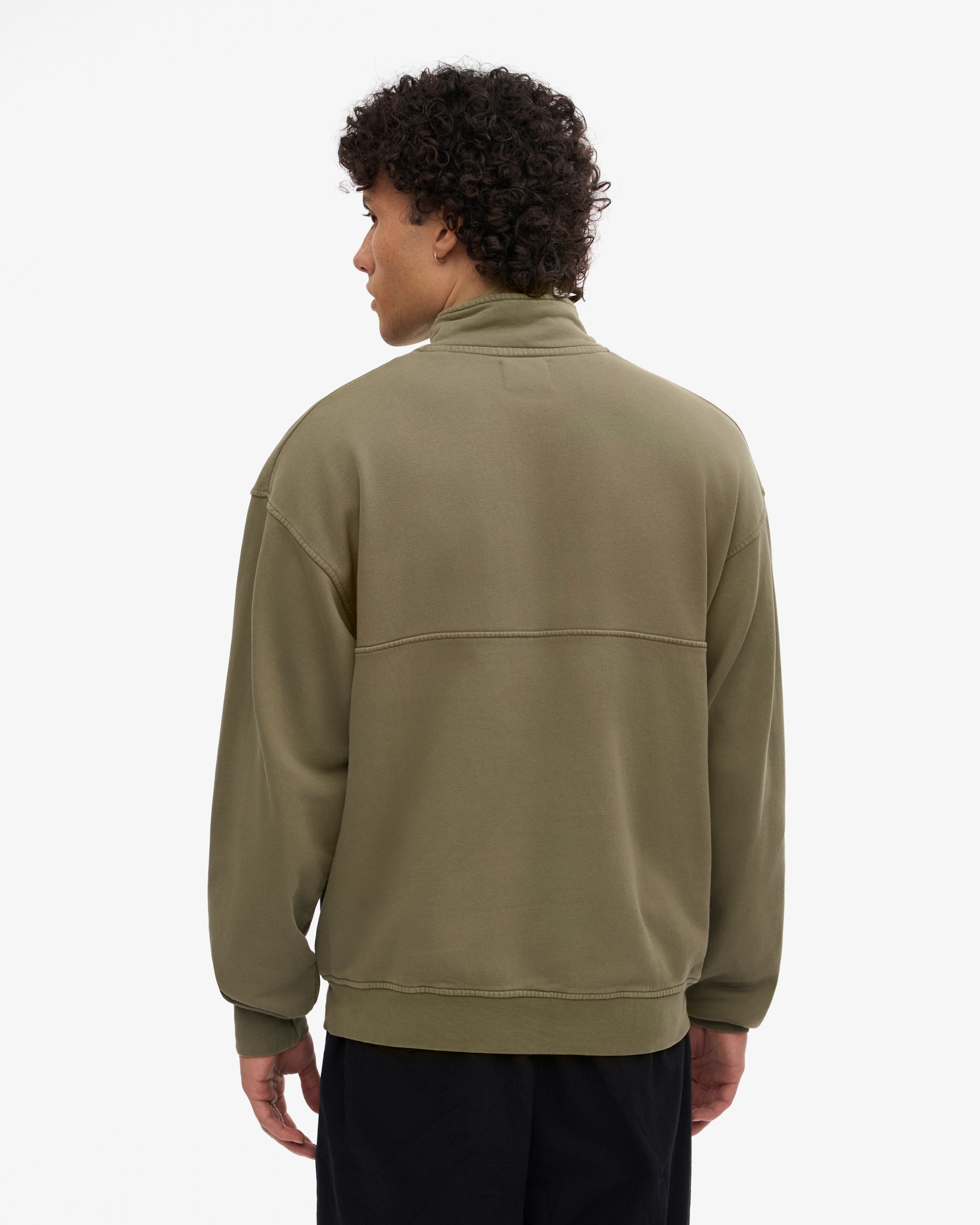 Organic Quarter Zip Sweatshirt for Men & Women | Soft & Comfortable Pullover | Dusty Olive Green | Perfect for Outdoor Activities & Casual Wear