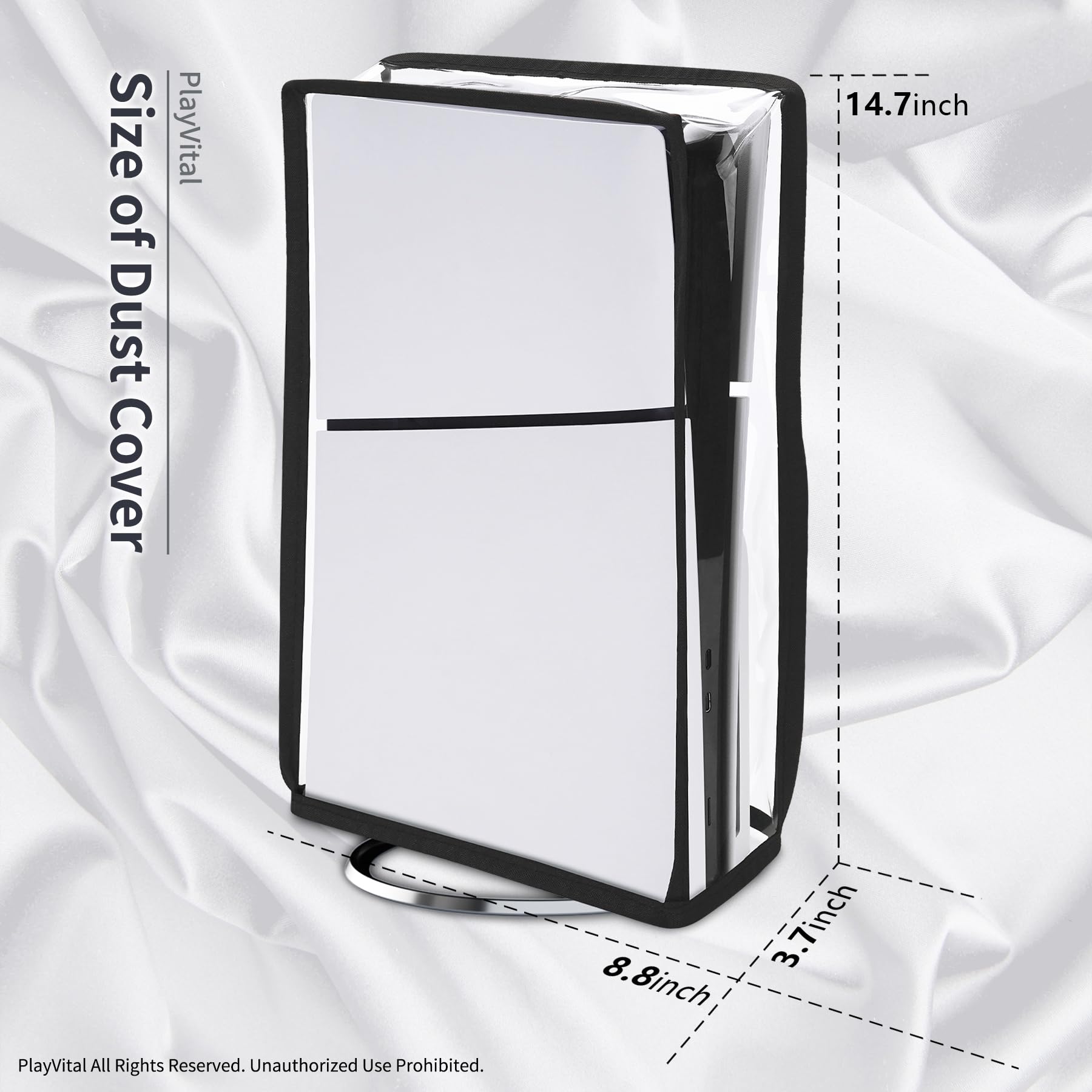 PlayVital Vertical Case for PS5 Slim Disc Edition - Clear Waterproof Dustproof Protective Cover for PS5 Slim Console - Perfect for Travel, Storage & Display
