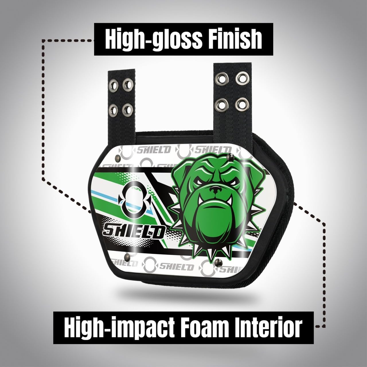 O Shield Danger Dog Football Back Plate - Protective Lower Back Pads for Football Players - Rear Impact Protector for Tackling & Contact Sports - Perfect for Youth & Adult Football Training & Games