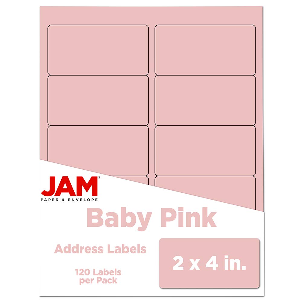 JAM PAPER Shipping Address Labels - Standard Mailing Labels 2 x 4 Inches - Baby Pink Pastel Color - 20 Packs of 120 Labels (2400 Total) for Home Office, Business, Wedding Invitations & Package Shipping