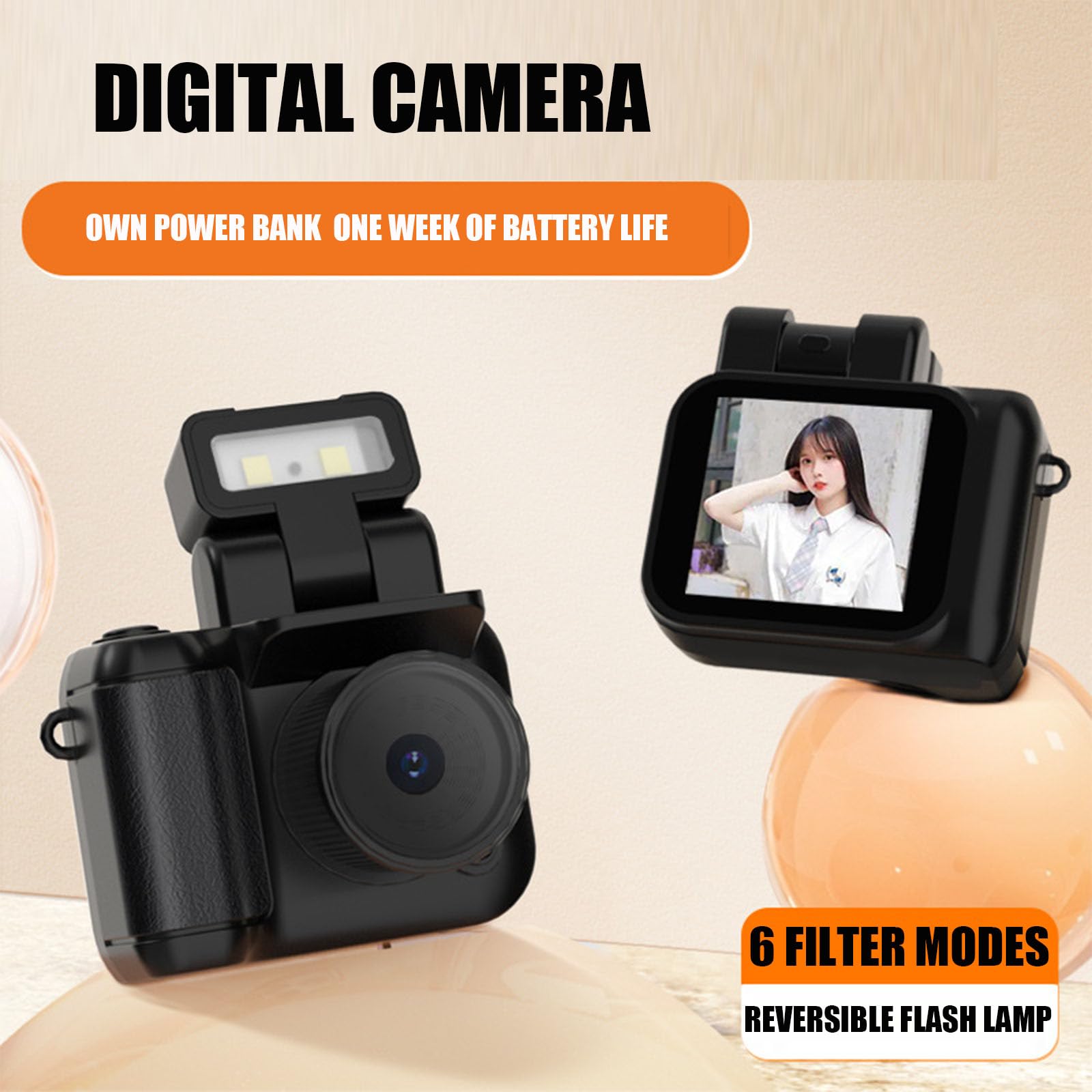 Miniretroflix Mini Retro Nostalgic Digital Camera - 1.44 Inch HD Screen, 1080p Video, LED Flash Light, Portable Keychain Camera for Travel, Parties & Everyday Memories