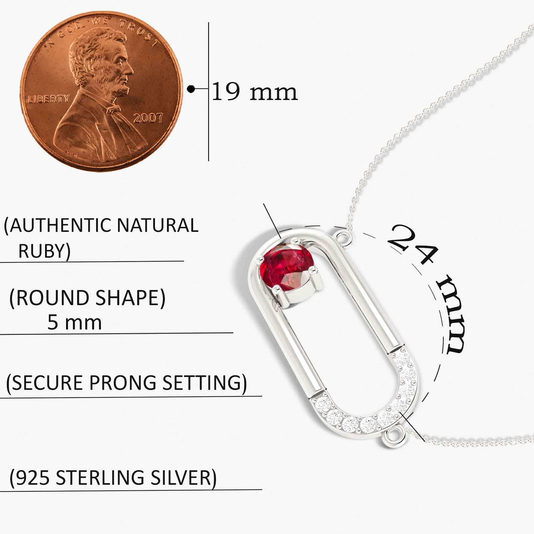 Natural Ruby Rectangle Pendant Necklace for Women - Elegant Gold Chain Jewelry Gift for Birthday, Anniversary & Special Occasions