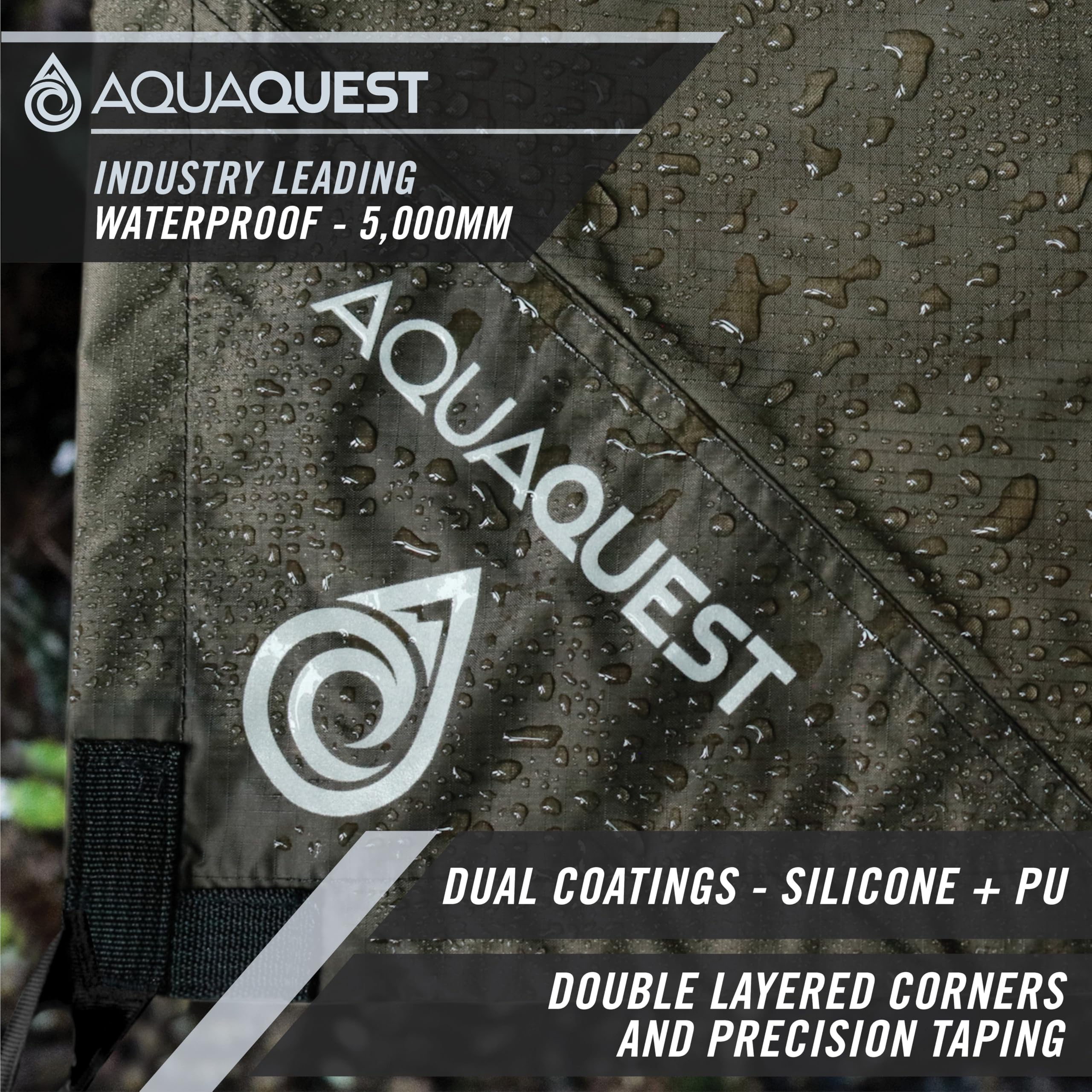 **AquaQuest Guide Camping Tarp - Ultralight Waterproof Tent Cover & Rain Fly - Essential Camping Gear for Hiking, Hammock, Bivy & Survival - Perfect for Backpacking, Outdoor Adventures & Emergency Shelters**