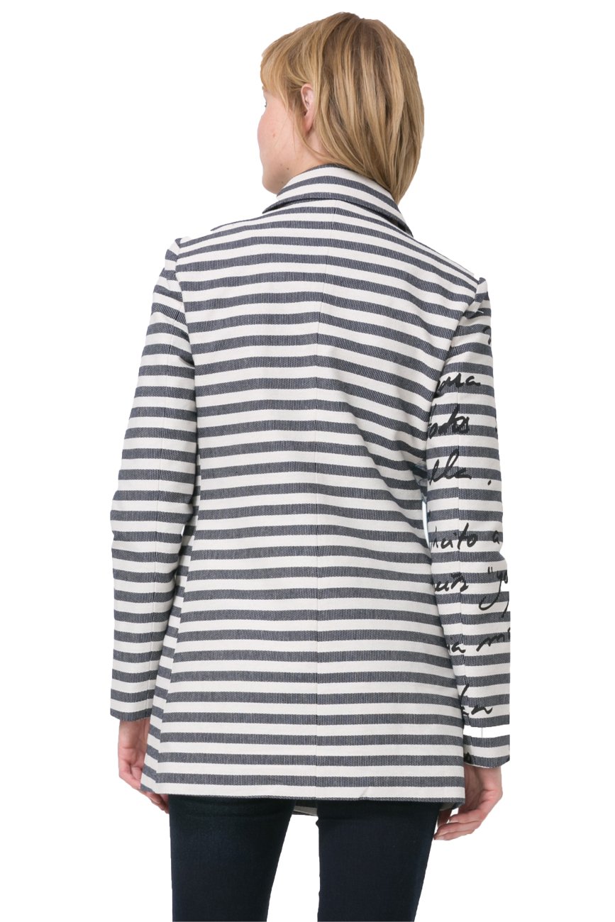 Desigual Women's Striped Mencia Coat - Stylish Long Sleeve Jacket for Fall & Winter | Perfect for Office, Dating & Casual Outfits