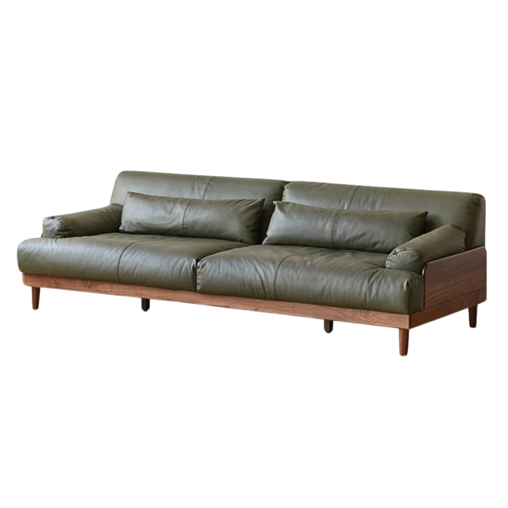 88.1x40.1x29.9 inch/ 224x102x76 cm / Rich dark walnut color/ Black Walnut sofa dark green