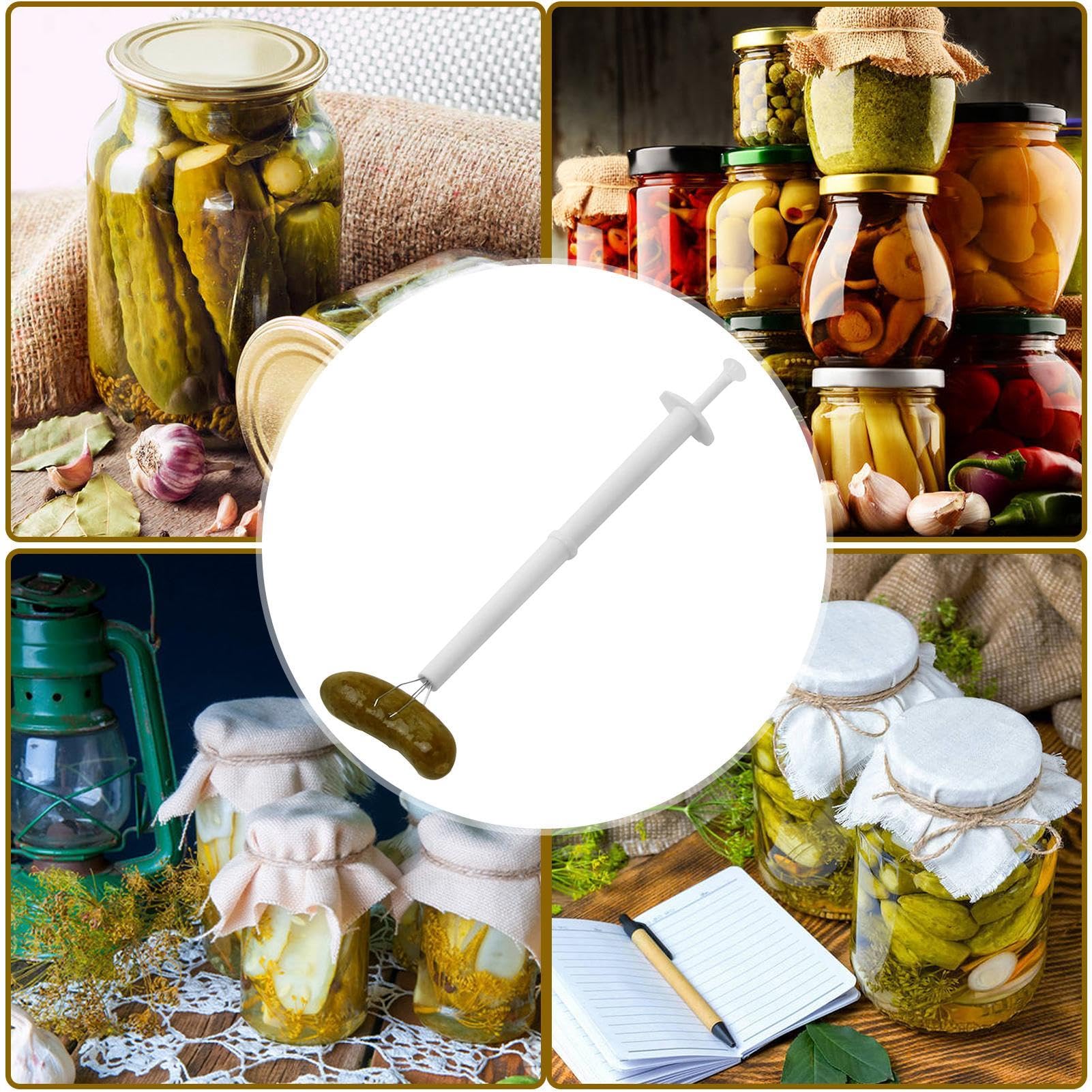 Stainless Steel Pickle Picker Fork - 8 Inch 4-Prong Jar Tool for Pickles, Peppers & Olives | Durable PVC Handle Kitchen Utensil for Restaurants, Bakeries & Home Canning | Perfect for Salad Bars, BBQ Parties & Picnics